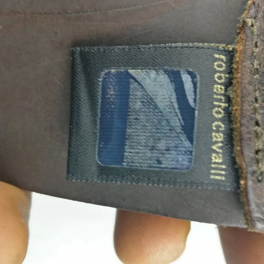 450cad Italian luxury ROBERTO CAVALLI full Leather chunky Diamond Bling belt 47" - Picture 5 of 8